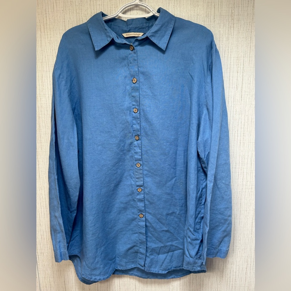 Soft Surroundings Blue Button Down Shirt